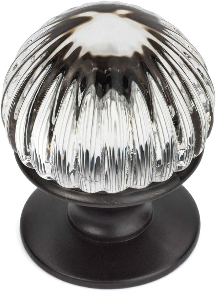 Cosmas 6812ORB-C Oil Rubbed Bronze Cabinet Hardware Round Knob with Clear Glass - 7/8" Diameter