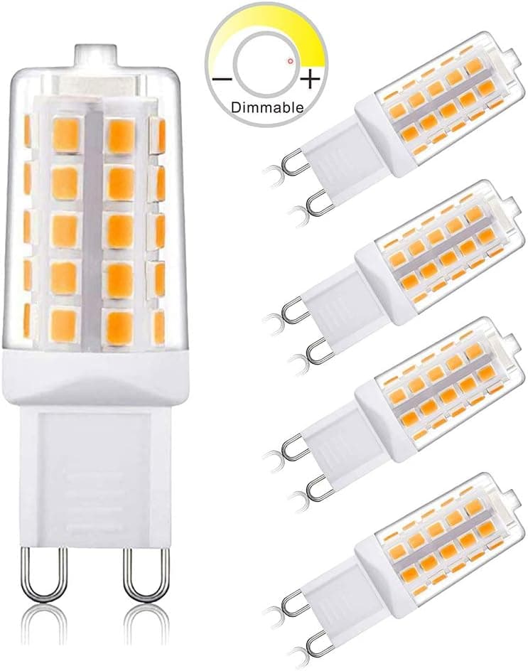 AIPLAMP G9 led Bulb Dimmable t4 g9 Base Bulbs, 2700K Soft White Light Equivalent to 25W 40W Halogen Bulbs, 4W 450Lm 120V AC No Flicker 360 Degree Angle, G9 led Lamp,5 Pack