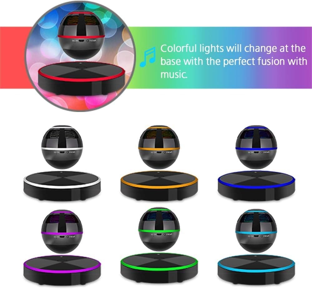 Levitating Bluetooth Speakers - DENT Floating Speaker with Bluetooth 4.0, 360 Degree Rotation, Touch Control Button and Colorful Changing Led Magnetic Bedside Table Lamp