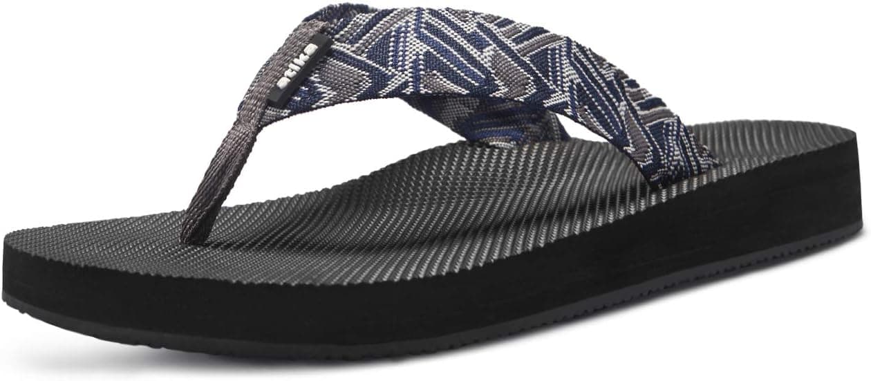 atika Men's Sandals, Outdoor Comfortable Flip Flops Arch Support, Summer Beach Water Sandals, Thong Slippers with Cushion