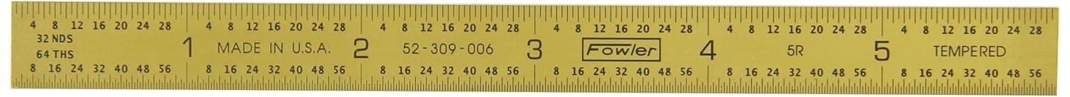 Fowler 52-309-006 Flexible Golden Steel Rule, 6" Length, 5R Graduation