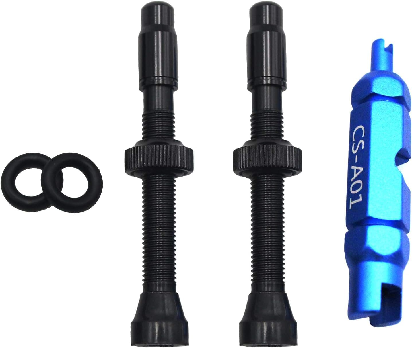 Tubeless Presta Valve Stem Kit | 44mm / 60mm Bike Tubeless Presta Valve Stem with Valve Core Remover Tool - Alloy Presta Valve Stem Caps- Super Light Alloy - Pair - Choose Color/Size