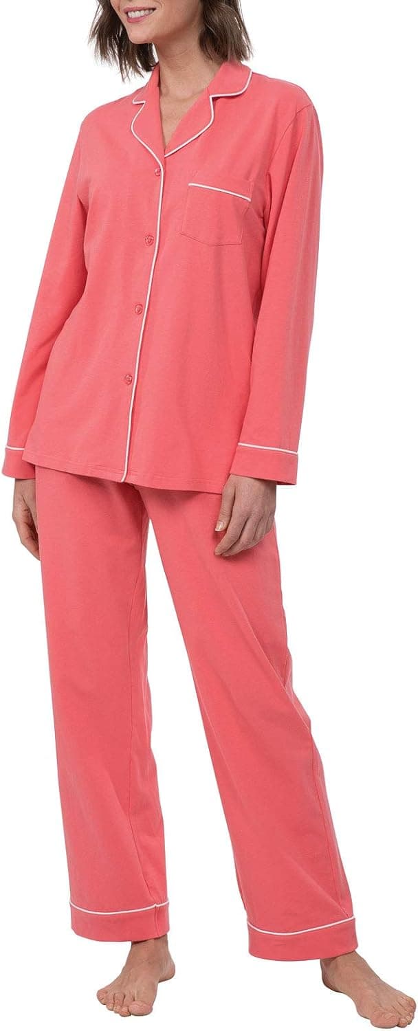 PajamaGram Pajama Set For Women - Pajamas Women Jersey Boyfriend, 100% Cotton