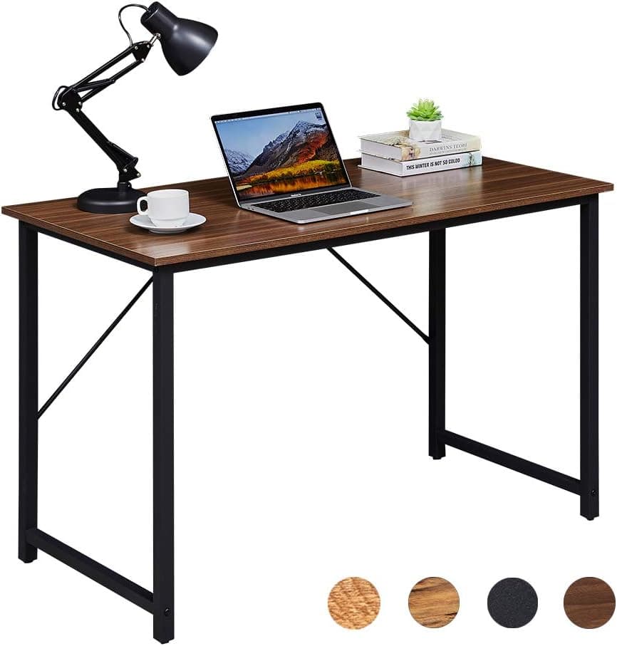 SUPERJARE 47 Inches Computer Desk, Sturdy Home Office Desk for Laptop, Modern Simple Style Writing Table, Multipurpose Workstation - Brown