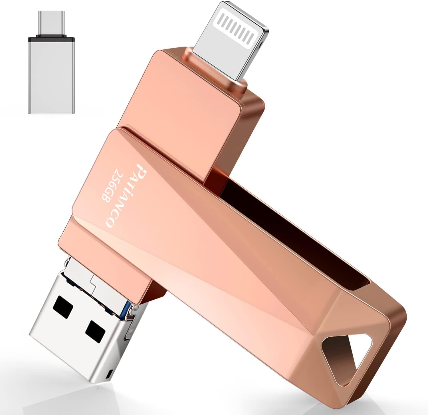 256GB Photo-Stick-for-iPhone, Apple MFi Cetified USB Flash Drive for iPhone Thumb Drive,iPhone-Memory-Stick for iPad/iPhone/Computer Picture Keeper Portable Hard Drive,Pink