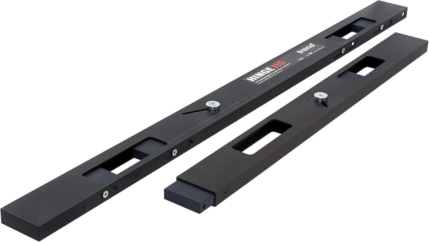 Trend Two-Piece Professional Hinge Jig Kit with Long Reach Router Bit & Guide Bush for Recessing Hinges in Doors & Frames, H/JIG/A