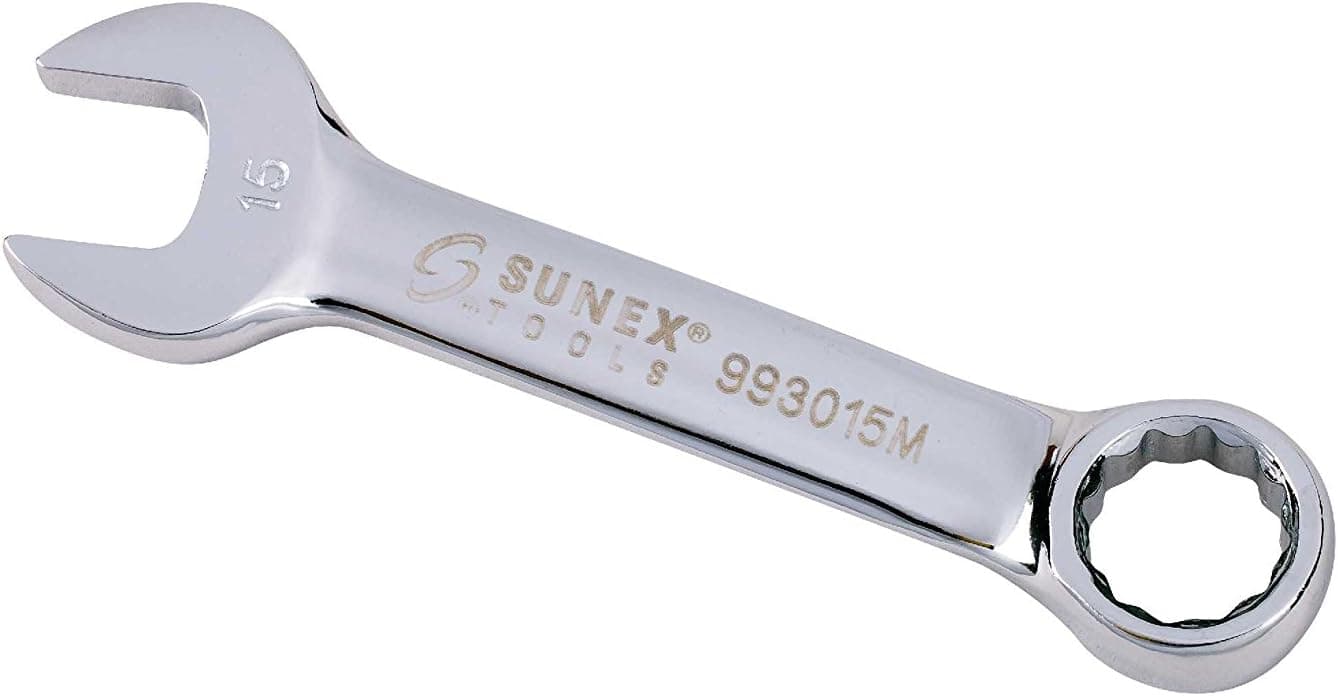 Sunex 993015M 15 mm Fully Polished Stubby Combination Wrench