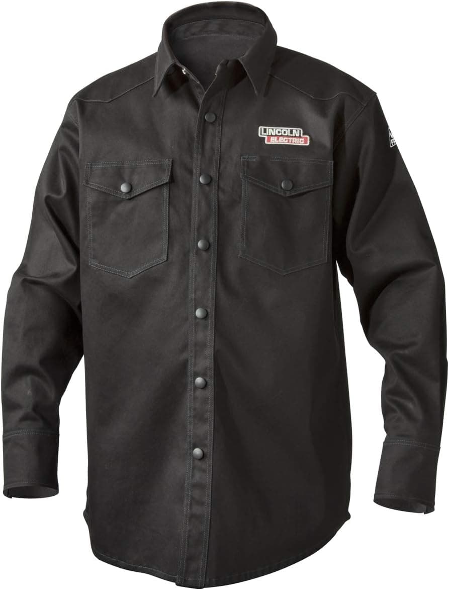 Lincoln Electric K3113-XL Welding Shirt, Premium Flame Resistant (FR) Cotton, Custom Fit, Black, XL