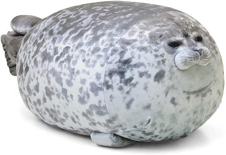 Rainlin Chubby Blob Seal Pillow Plush Animal Toy Stuffed Seal Plushie Cotton Cute Pillow Gray 13.0 inch