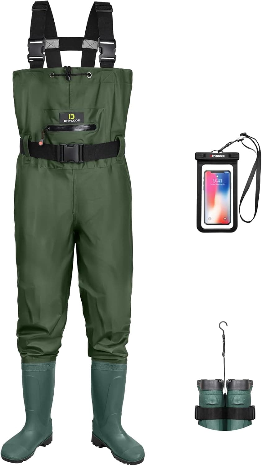 DRYCODE Waders for Men, Chest Waders for Men with Boots Waterproof, 2-Ply Nylon/PVC Women's Duck Hunting Waders for Fishing