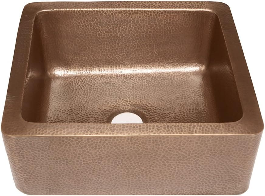 Sinkology K1A-1209HA Monet Farmhouse Apron Front Handmade Single Bowl Kitchen Sink, 25", Antique Copper