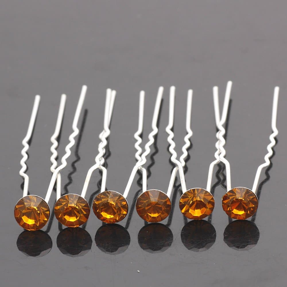20pcs Crystal Bridal Hair Pins Wedding Rhinestones Hairpin Hair Accessory By Catalina (Yellow)