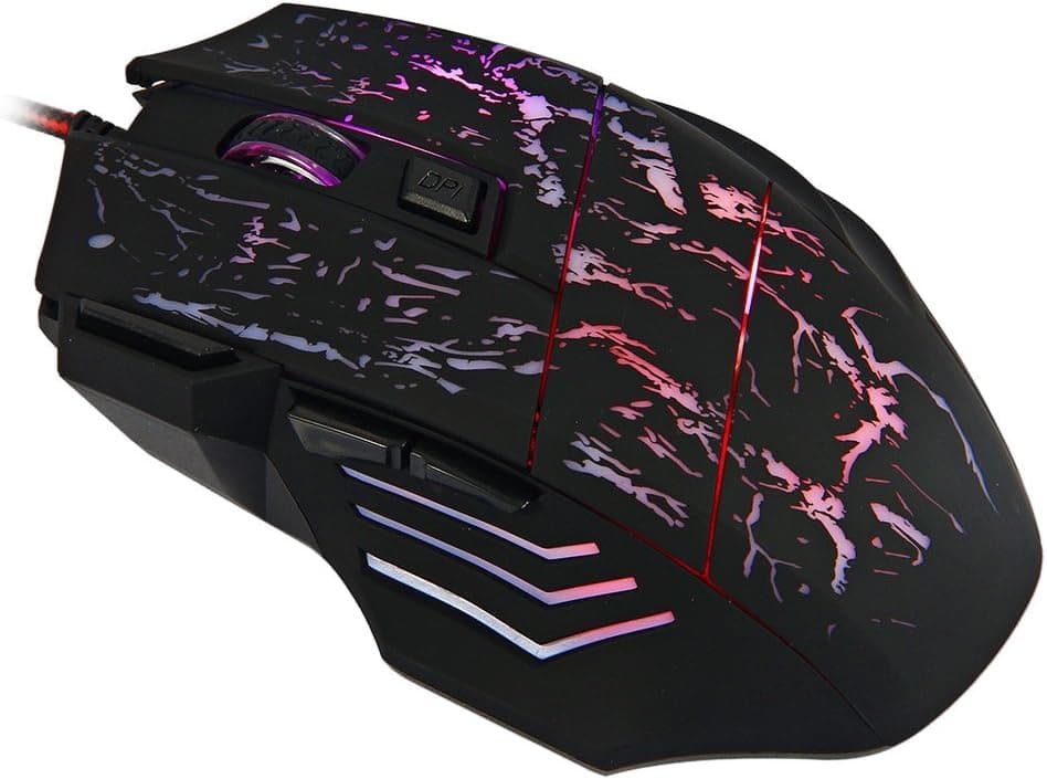 EarMe 7 Buttons USB Wired Gaming Mouse 1000/1600 / 2400 / 3200DPI with LED USB Compatible with Computer and Laptop