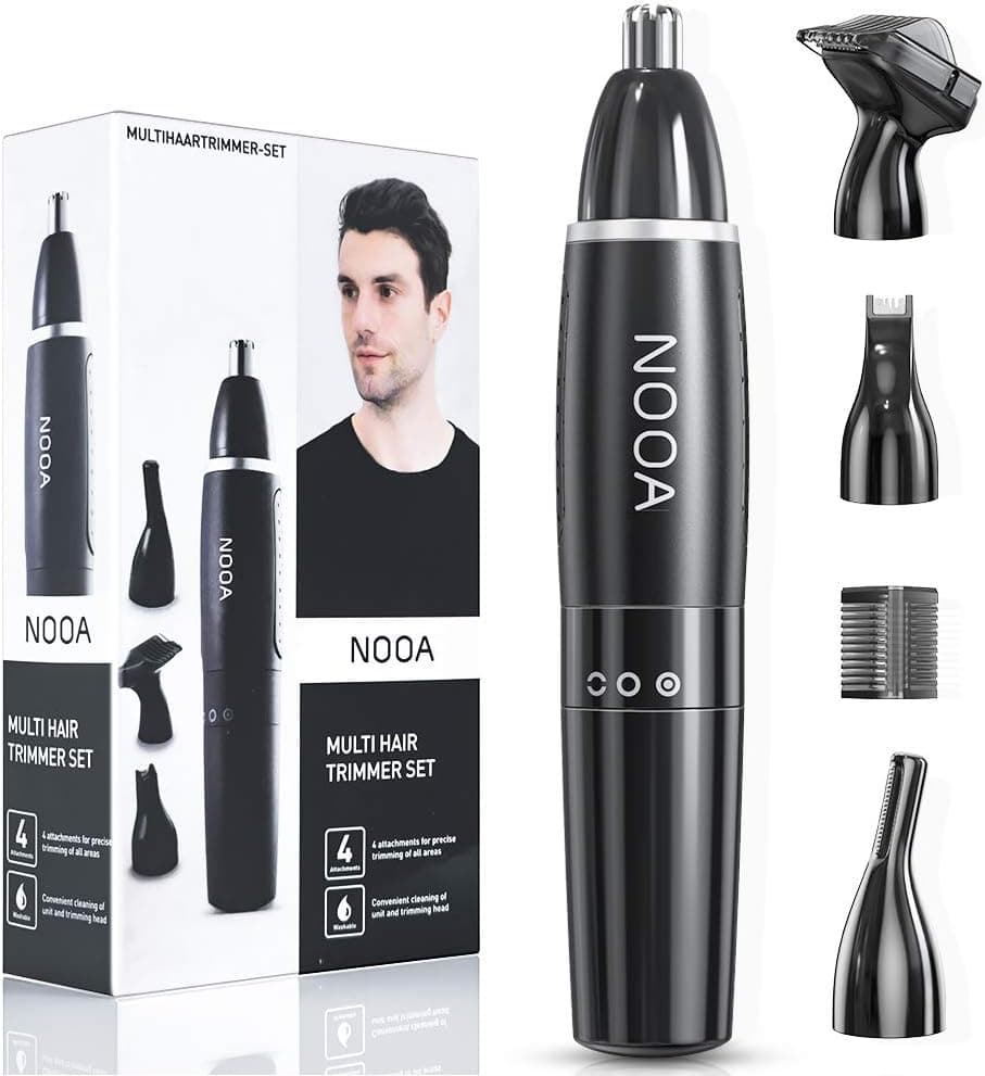 NOOA 4 in 1 Ear and Nose Hair Trimmer for Men Eyebrow Trimmer Facial Hair Remover, Electric Painless Nose Hair Clipper Battery Operated ES-5531