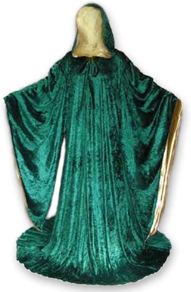 Wizard Robe Adult with Hood Sleeves, Men Women Wedding Ren Faire Costume Lined Cosplay 64" Cloak