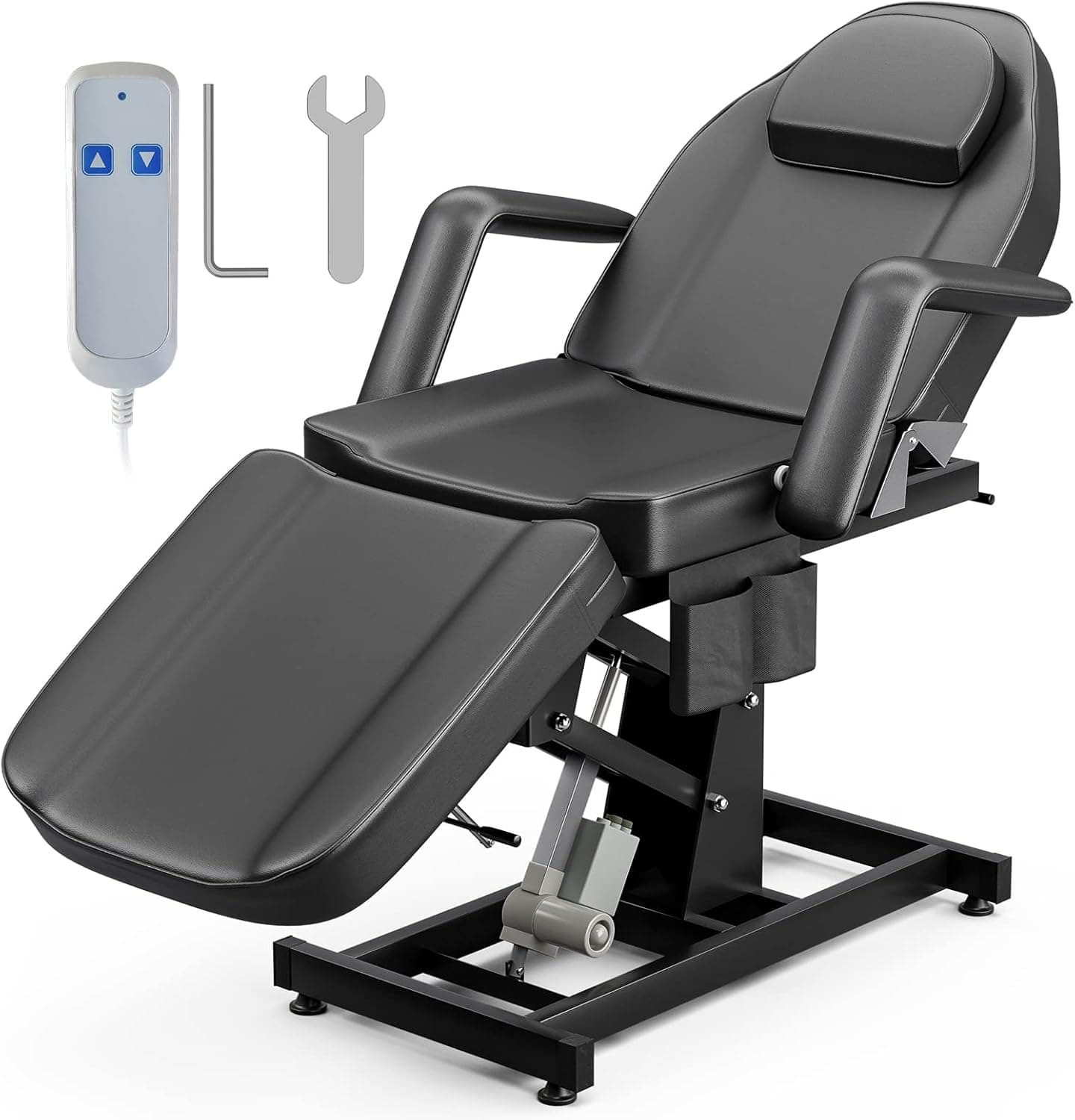 OKAKOPA Electric Facial Bed, 3-Section Adjustable Esthetician Bed Electric Tattoo Chair Lash Table Microblading Tattoo Chairs Spa Beds for Esthetician (Black Electric)