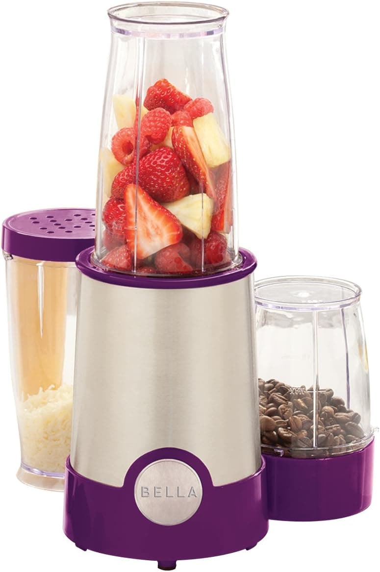 BELLA 13655 12-Piece Rocket Blender, Stainless Steel and Purple
