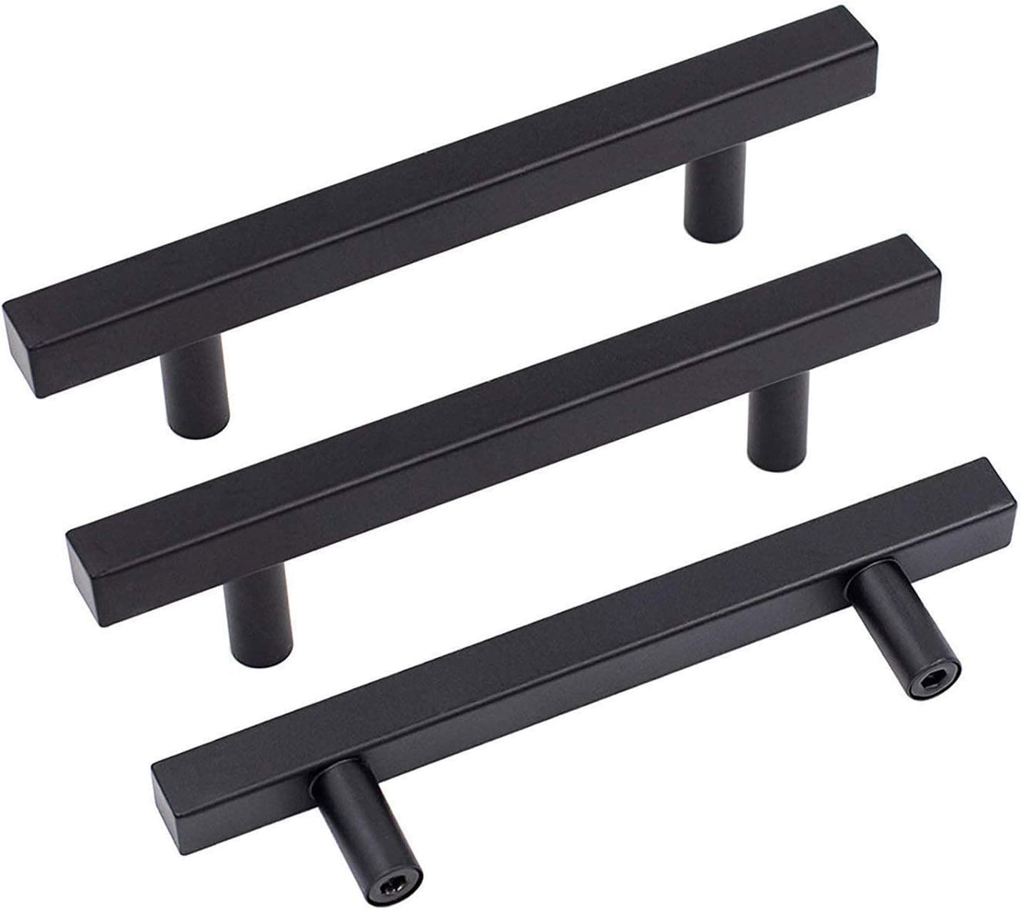 goldenwarm Black Cabinet Pulls Kitchen Hardware for Kitchen Cabinet Handles J22BK128 Matte Black Drawer Pulls 5in Hole Centers Square Bar Pulls Bathroom Cabinet Door Hardware 12 Pack