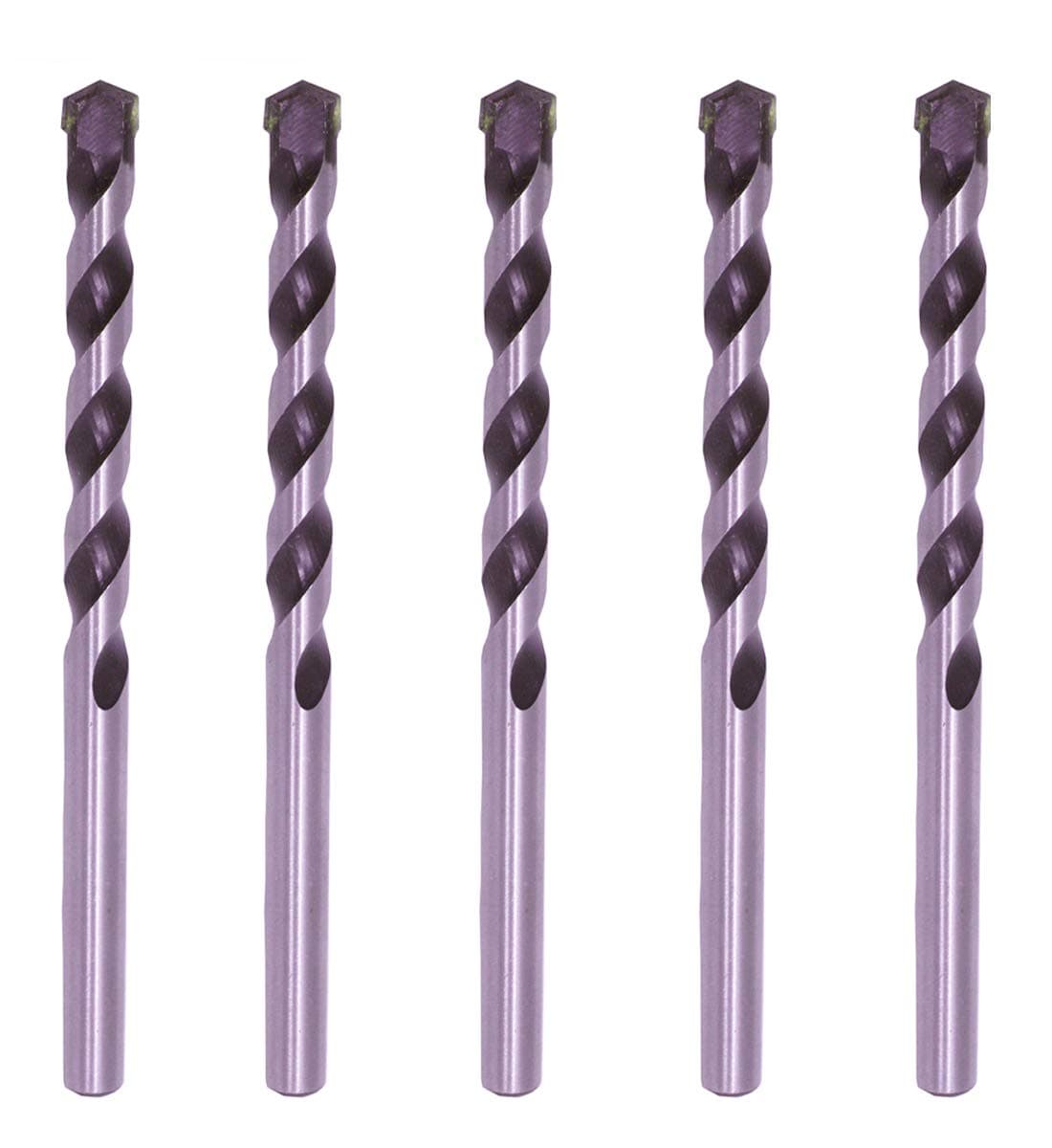 Masonry Drill Bit Set 1/2 in. Carbide Tip Black/White Drill Concrete Rock-5Pcs