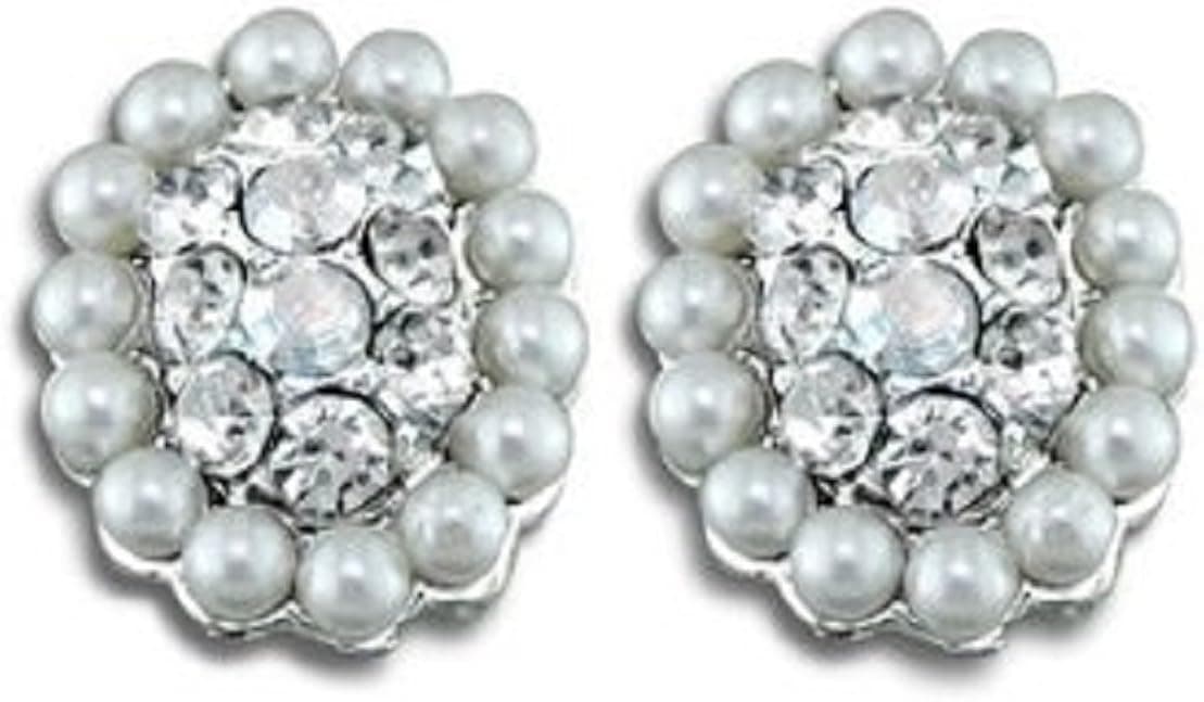 New Fashion White Culture Pearl CZ Cubic Zirconia Cluster Stud Earring