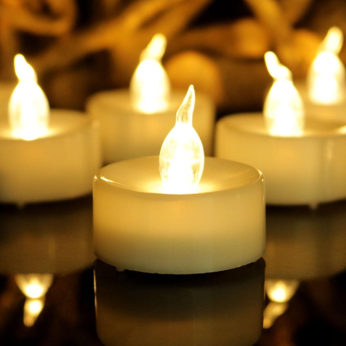 Timer Tea Lights 12 PCS Warm White Flickering Timing LED Tea Lights for Christmas Day&Thanksgiving Day, Flameless Battery Operated Tealights Candles Bulk Auto ON Off (6 Hrs on 18 Hrs Off)