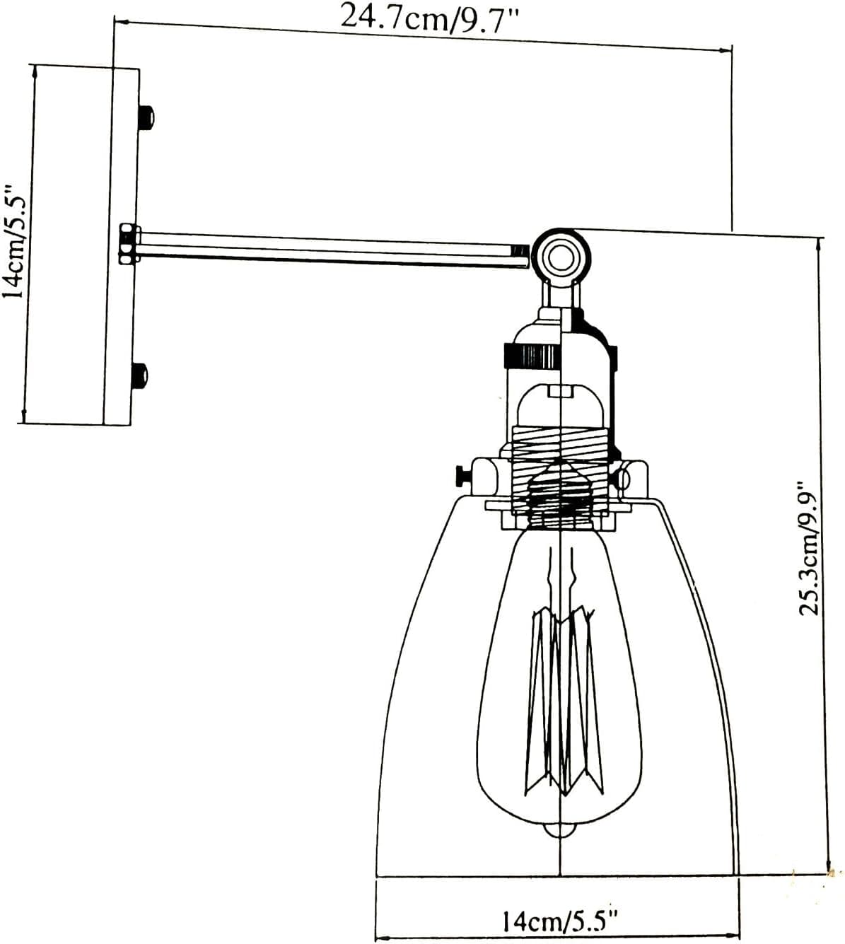 Ohr Lighting Wall Sconce Lamp, Vintage Edison Industrial Light Fixture with Clear Glass Shade (Antique Brass, 5.5"W x 11.8"H)