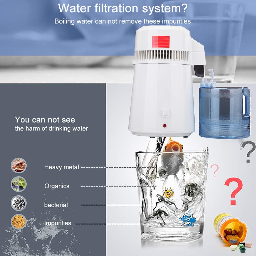 Fencia 4L Pure Water Distiller, Stainless Steel Household Internal Water Distilled Machine, 800W Countertop Purifier Water Filter Distillation Maker Machine