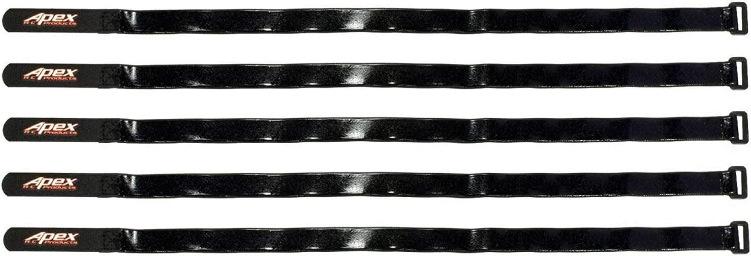 Apex RC Products 5 Pack 16mm x 500mm HD Rubberized Battery Straps Non-Slip 3023
