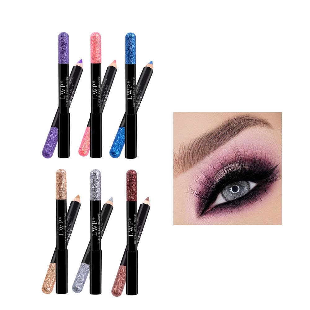 SKONHED 6Pcs/Set Waterproof Glitter Eyeliner Pencil Colourful Long Lasting Eyeshadow Pen Eye Cosmetics Women Makeup Tools(1)