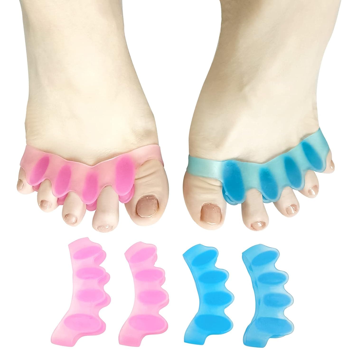 SUNFATT Toe Spacers for Feet Women,Toe Separators for Men,Relieves OverlappingToes,Bunions Corrector and Hammer Toe Pain,Gel Toe Spreader Separates Toes and Relaxes Toes.