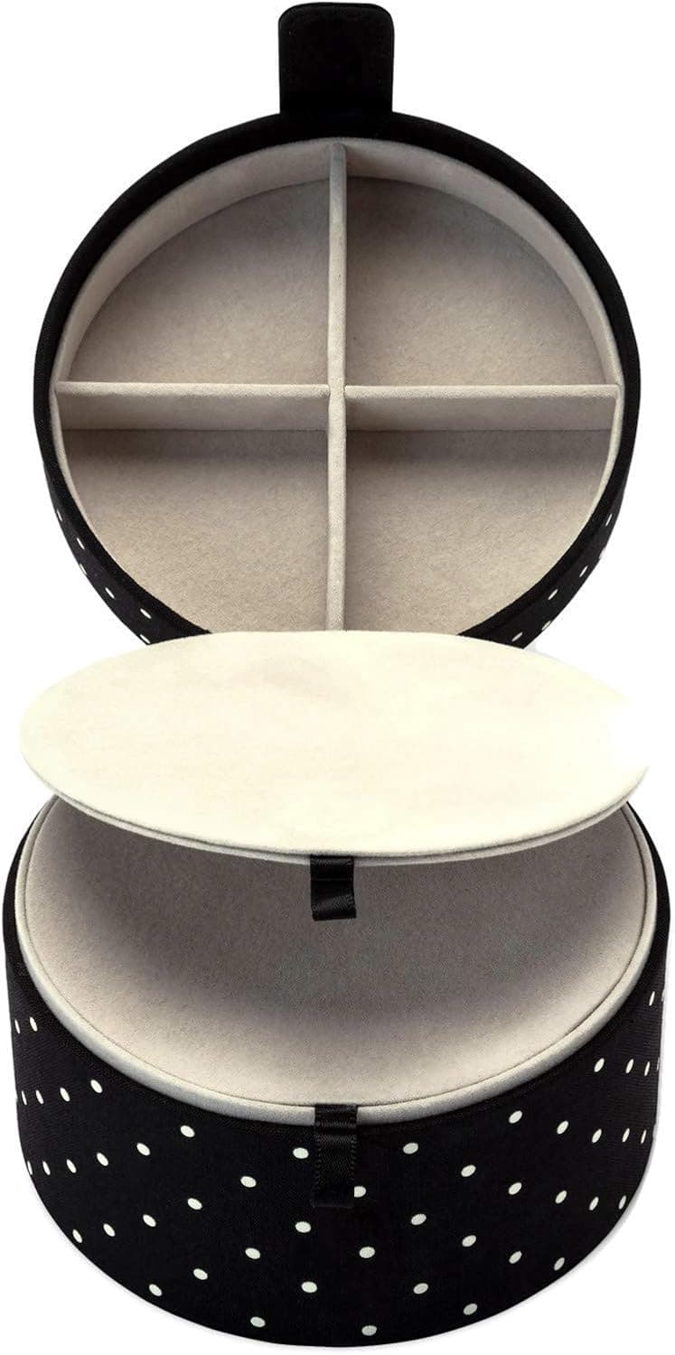 Kate Spade New York Women's Travel Jewelry Organizer for Rings/Earrings/Necklaces, Dots (black/white)