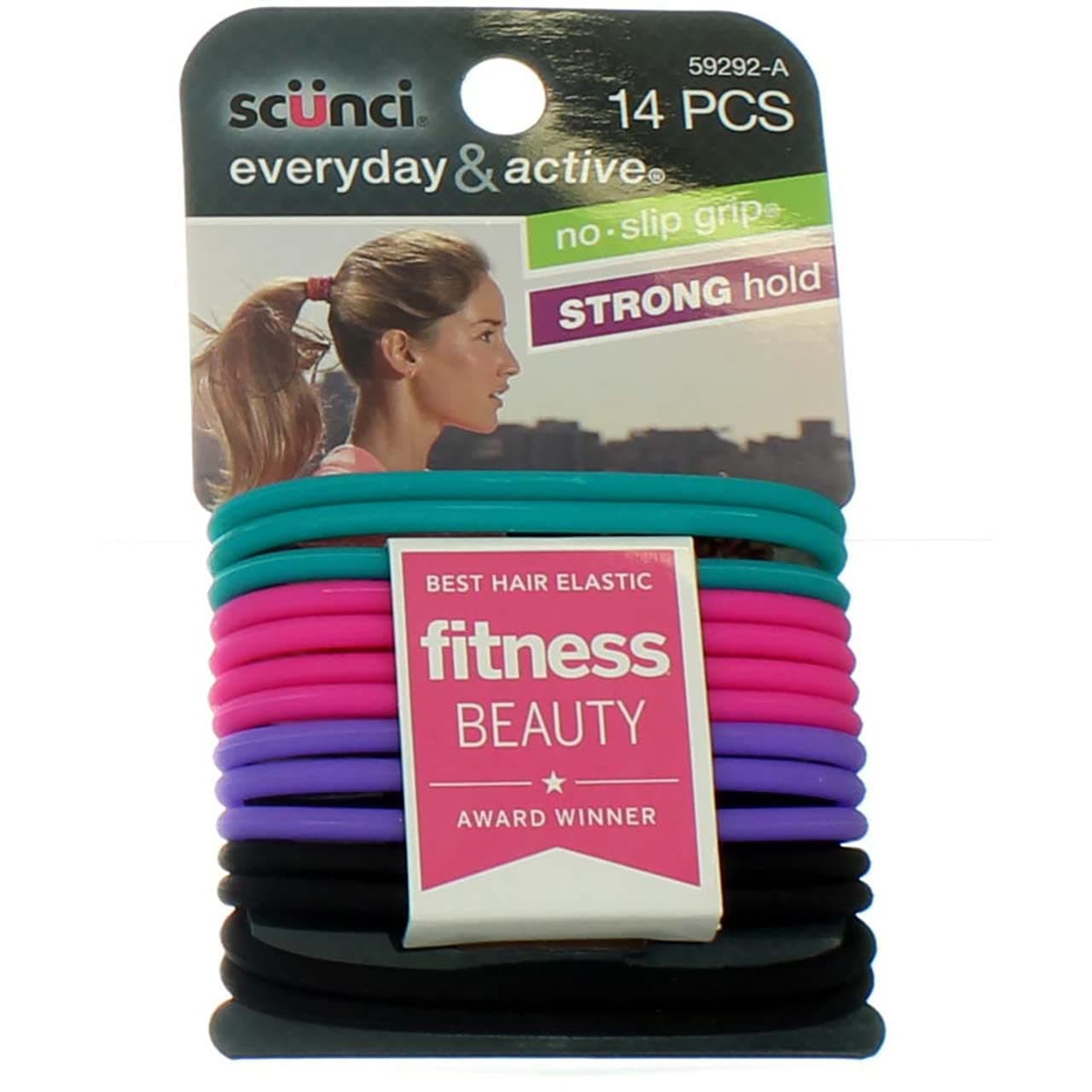 Scunci No-Slip Grip Evolution Jelly Ponytailers, Assorted Colors 14 ea (Pack of 3)