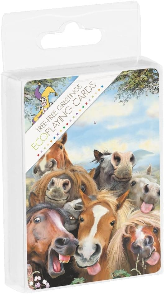 Tree-Free Greetings Deck of Playing Cards, 2.5 x 0.8 x 3.5 Inches, Horses Selfie (CD15896)