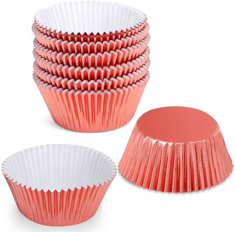 Gifbera Rose Gold Foil Muffin Cupcake Liners/Baking Cups Standard Size, 100-Count