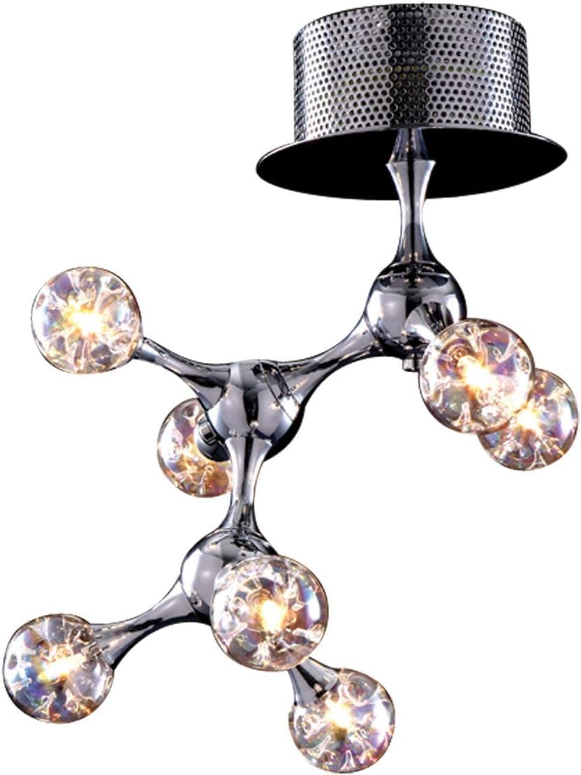 Elk 30014/7 11 by 17-Inch Molecular 7-Light Semi Flush Mount with Rainbow Glass Shade, Polished Chrome Finish