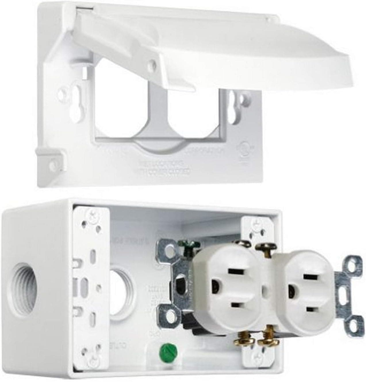 1-Gang Weatherproof Flip Cover Kit, Includes Duplex, Box, and Cover, White (MK1250WH)