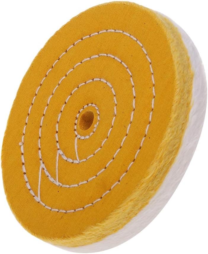 6 inch Buffing Polishing Wheel for Bench Grinder Combine White (33 Ply) & Yellow (30 Ply) with 1/2 Inch Arbor Hole