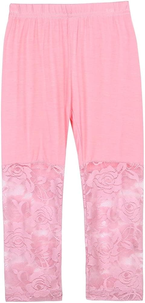 Weixinbuy Kid Baby Girl's Lace Tight Legging Pants Comfy Capri Summer