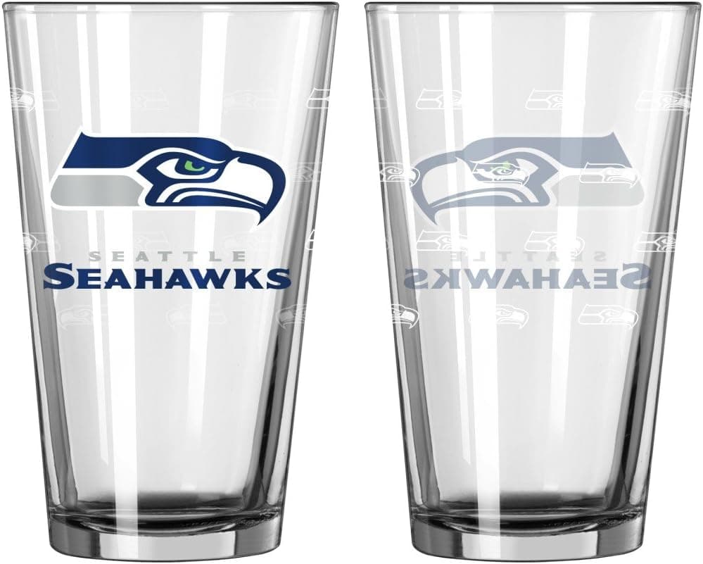 Boelter Brands NFL Seattle Seahawks Pint GlassSatin Etch 2 Pack, Clear, One Size