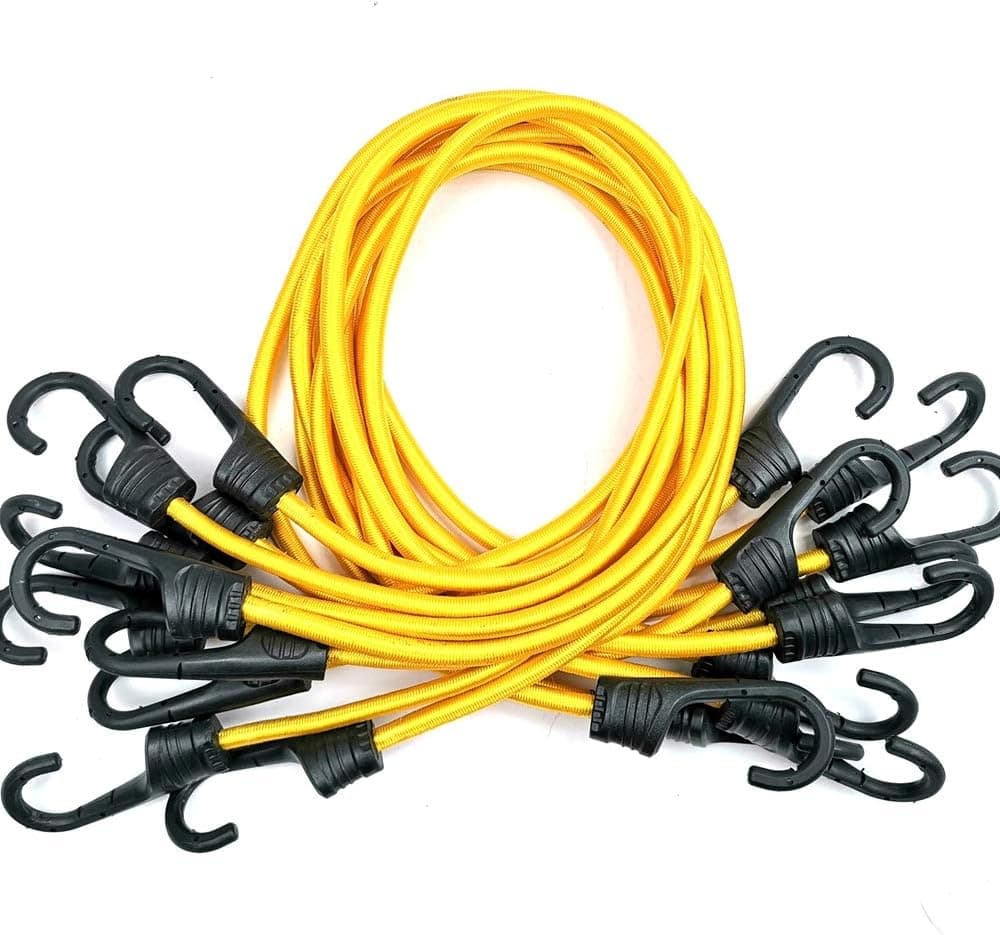 XL-Ocean/Dajia 5/16" Bungee Cords with Palstic Steel Hooks 32inchx10piece 8mmx80cm Industrial Bungee Cord 10pack (Yellow)
