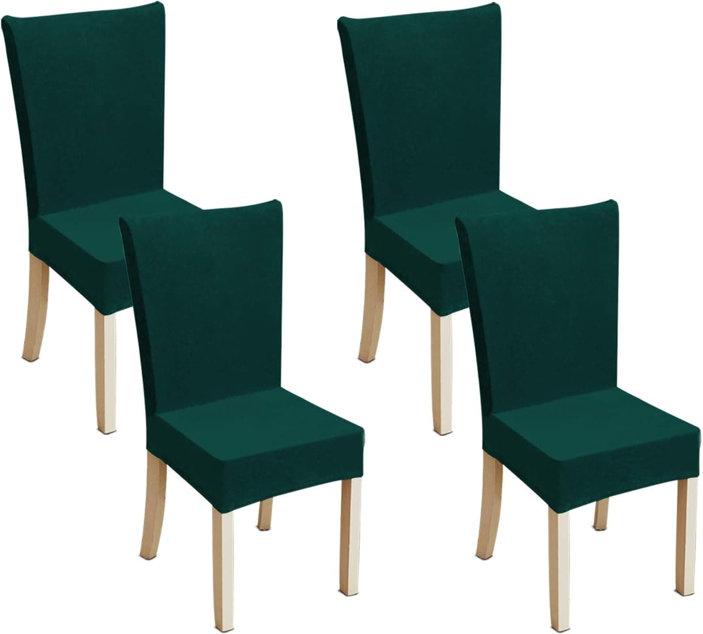 NAMEWAH Velvet Dining Chair Slipcover,Soft Stretch Dining Room Chair Covers Spandex Fabric Stretch Dining Room Chair Slipcovers Set of 4,Army Green