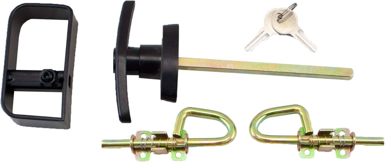 Shed T-Handle Lock Set 5-1/2" Black and Loop Style Barrel Bolt
