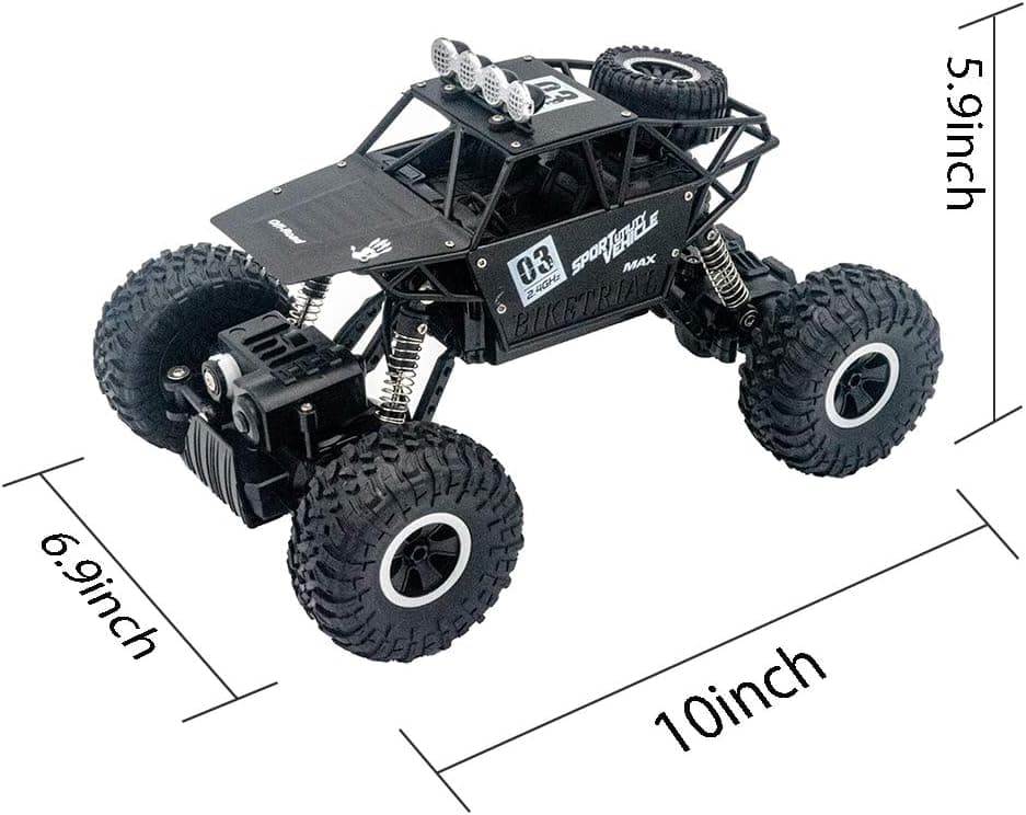 Lovstory - Robust Off-Road Remote Control Car Monster Truck, with 1:18 Scale 2.4 GHz 4WD High Speed RC Vehicle, Racing Toy Car for Boys Girls and Adults (Black)