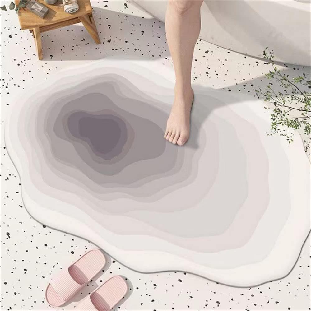 Cute Funny Super Absorbent Bath Mat Thin Bathroom Rugs Grey Gradient Rug Washable Quick Dry Room Floor Non Slip Shower Bathtub, 31.5''x20''