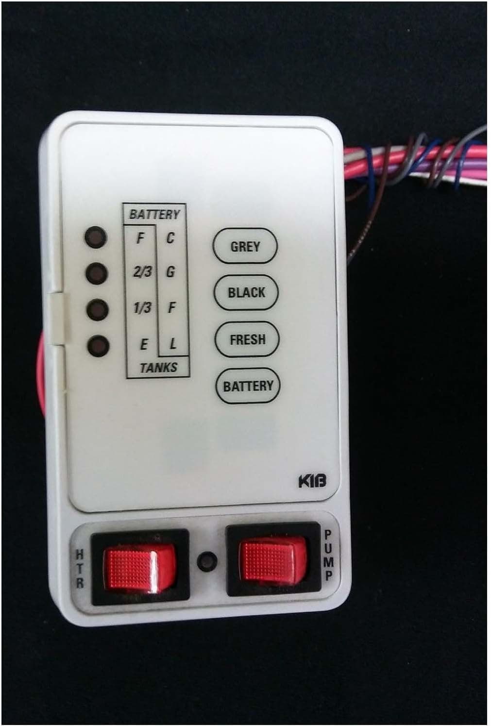 KIB MICRO MONITOR SYSTEM WHITE 3 Tank Battery Pump Water Heater Switch MEASUREMENTS: 4 1/2" TALL X 2 3/4" WIDE X 3/4"