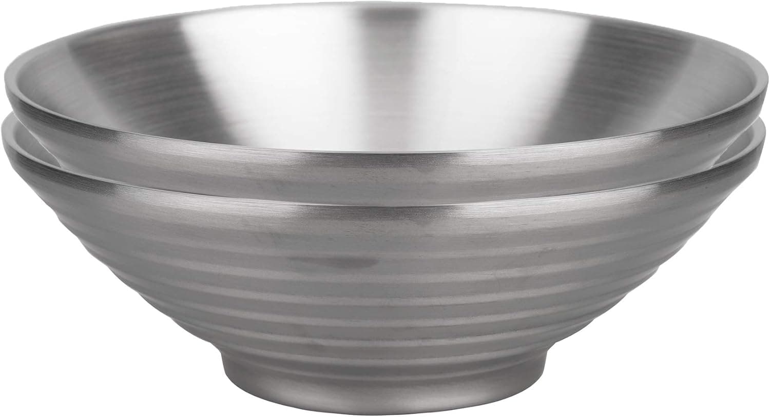 IMEEA Ramen Bowls SUS304 Stainless Steel Serving Bowls Insulated Bowls for Ramen Metal Pho Bowls 8.6-Inch Double Walled Soup Bowl (2-Piece)