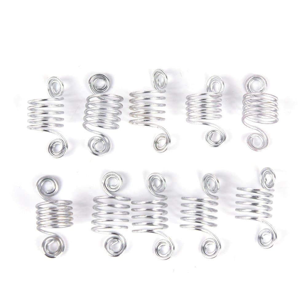 20Pcs/Lot Dreadlocks Beads Gold Silver Mixture Colors Aluminum Dread Locks Metal Cuffs Hair Spring Tube Cuff Clip Metal Tube Lock Hair Decoration Braiding Hair Jewelry (Silver)