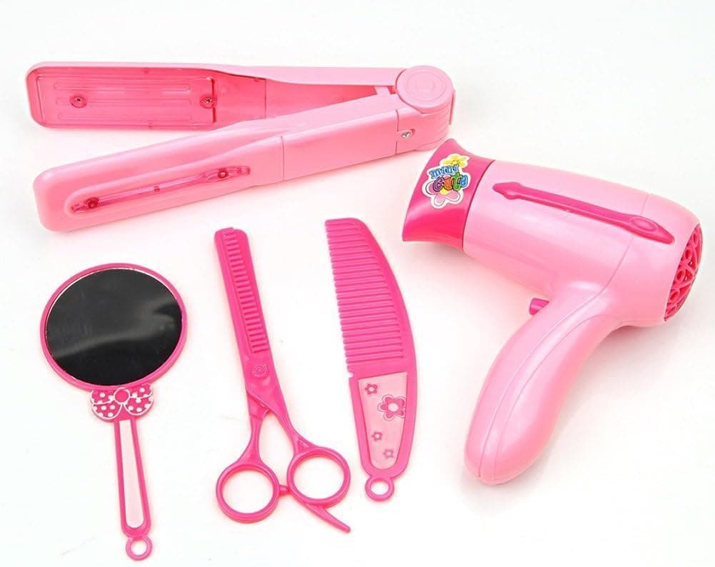 TOOGOO(R) 5PC Kid PlayHouse Toy Haircut Dryer Mirror Comb Scissors Hair Splint Makeup Kit