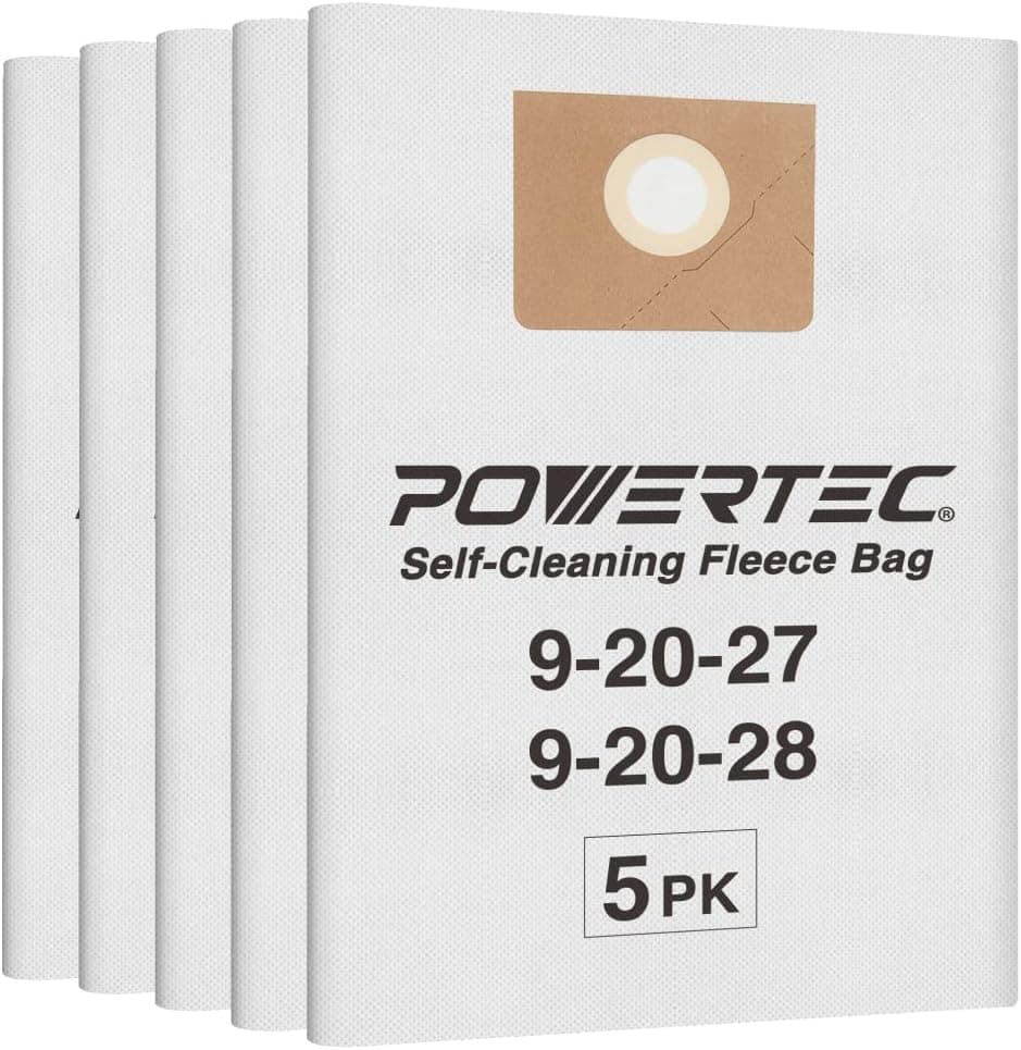 POWERTEC 75041 Fleece Filter Bags for Fein Turbo 1&2 I 9-20-27 & 9-20-28, 5PK