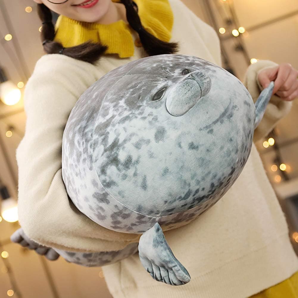 EHOTONG Cute Blob Seal Pillow, Chubby Seal Plush Hug Pillow Soft Stuffed Animal Toy (Gray,24")